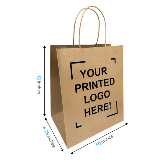 Bistro, 10x6.75x12 inches, Kraft Paper Bags, with Twisted Handle, Full Color Custom Print