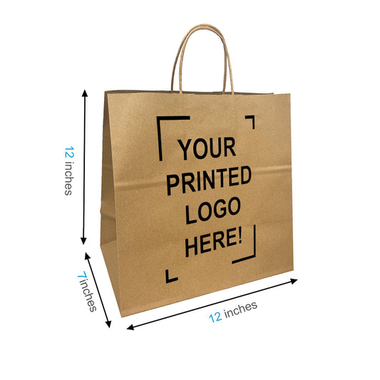 Pluto, 12x7x12 inches, Kraft Paper Bags, with Twisted Handle