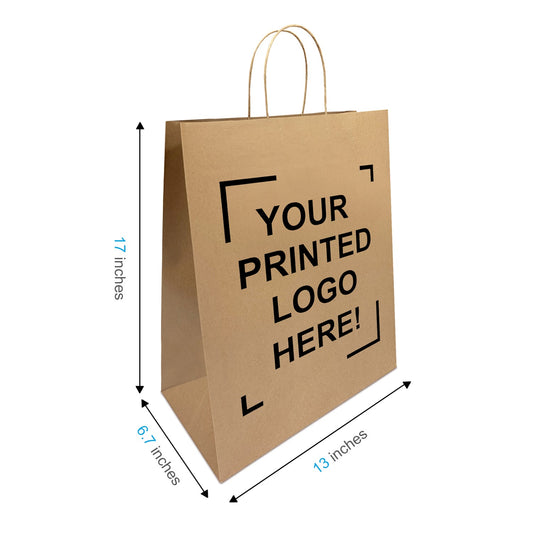 Mart, 13x7x17 inches, Kraft Paper Bags, with Twisted Handle, Full Color Custom Print