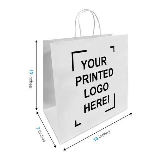 Star, 13x7x13 inches, White Kraft Paper Bags, with Twisted Handle, Full Color Custom Print