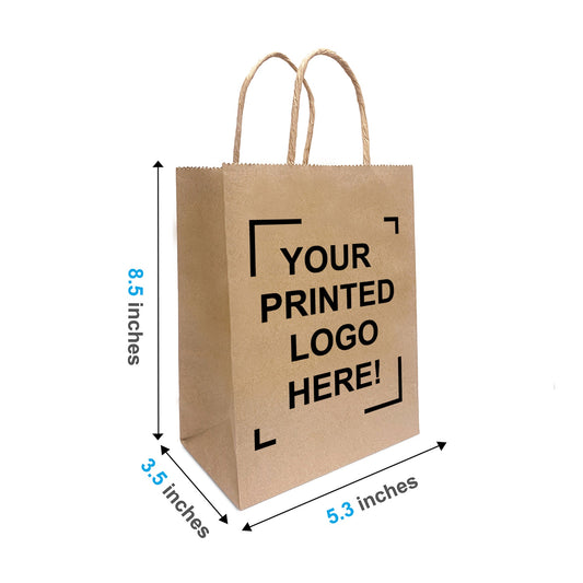 Gem, 5.3x3.5x8.5 inches, Kraft Paper Bags, with Twisted Handle, Full Color Custom Print